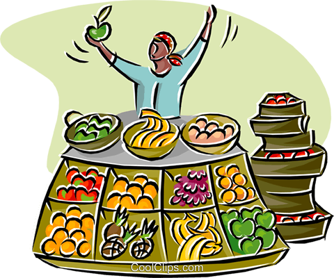 Merchant Selling Fruits And Vegetables Royalty Free - Marketing Mix Promotion (480x400), Png Download