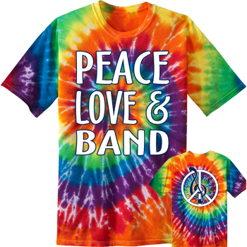 Peace Love & Band Tie Dye T-shirt - Rainbow Tie Dye Shirt (350x350), Png Download