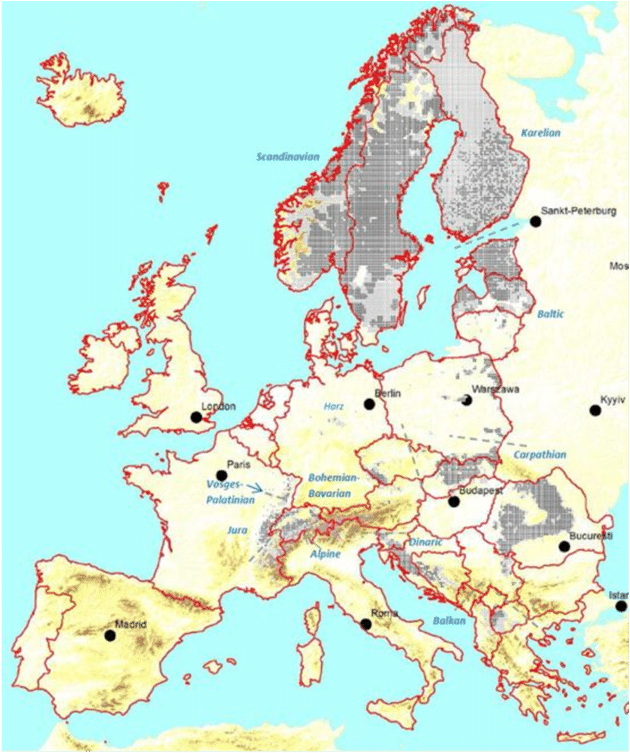 The 11 Lynx Populations In Europe - Europe (850x774), Png Download