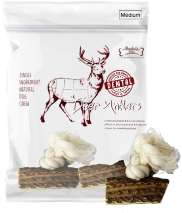 Absolute Bites Deer Antler With Rope Dental Dog Chew - Absolute Bites Whole Deer (386x522), Png Download
