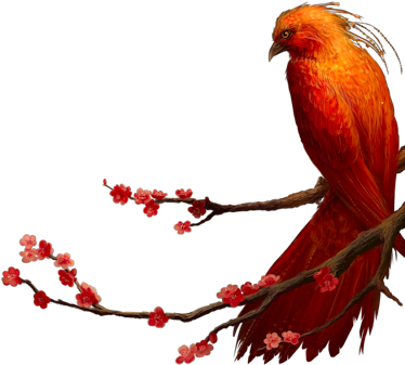 Phoenix Red Flw Branch - Phoenix On A Branch (410x400), Png Download