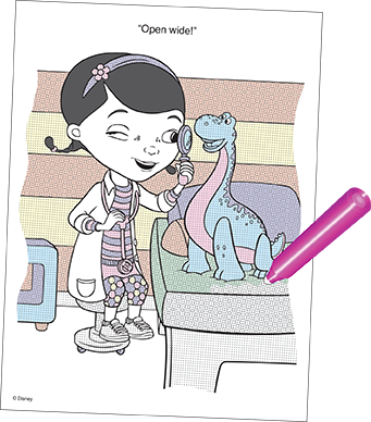 Doc Mcstuffins "the Doc Is - Disney Magic Pen Painting, Doc Mcstuffins, The Doc (341x388), Png Download