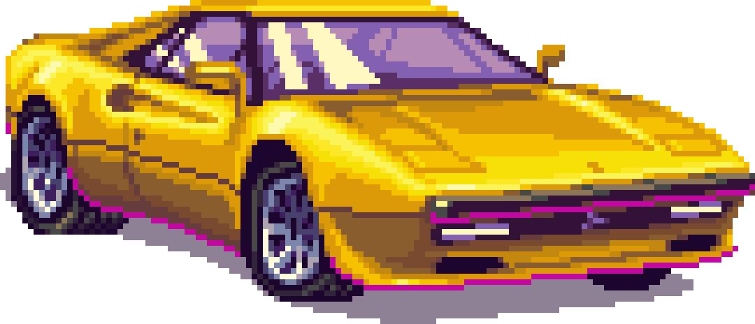 Intruder Turbo Yellow Front - 80s Car Neon Png (1080x464), Png Download
