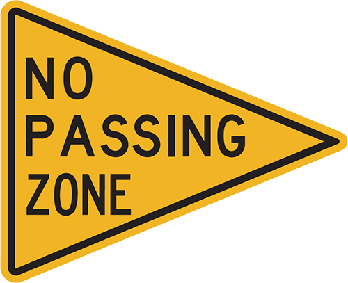 You Cannot Make A Complete Turn To Go In The Opposite - No Passing Zone Sign (500x407), Png Download