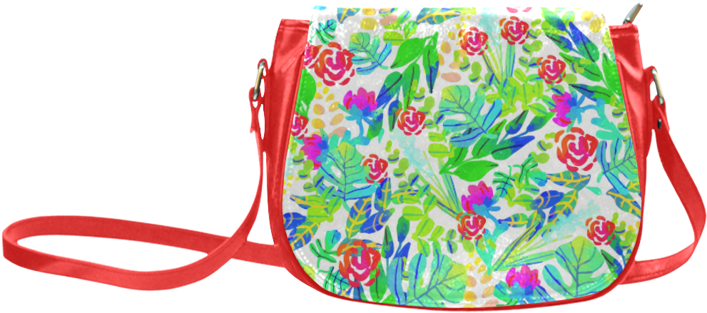 Cute Tropical Watercolor Flowers Classic Saddle Bag/small - Nightmare Skull Sally' S Dress Women's Black Classic (1000x1000), Png Download