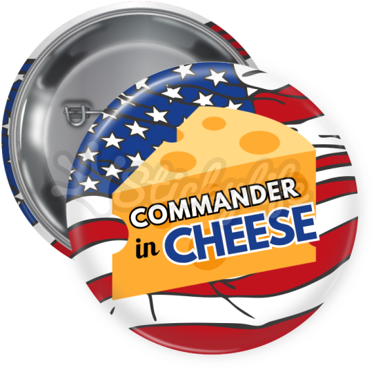 Commander In Cheese Pin Back Button - Graphic Design (940x587), Png Download