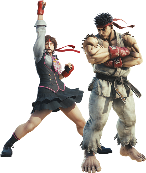 Ryu And Sakura Descend Upon The World Of Monster Hunter - Sfv Sakura Street Fighter (592x660), Png Download