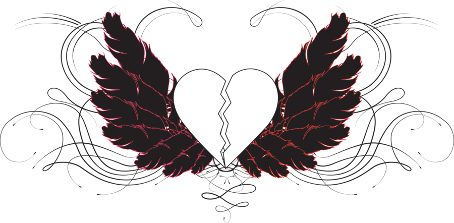 Drawn Broken Heart Transparent - Emo Broken Heart Drawings (900x442), Png Download