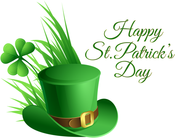 St Patricks Day Hat And Shamrock Transparent Png Clip - Happy St Patricks Day (600x474), Png Download