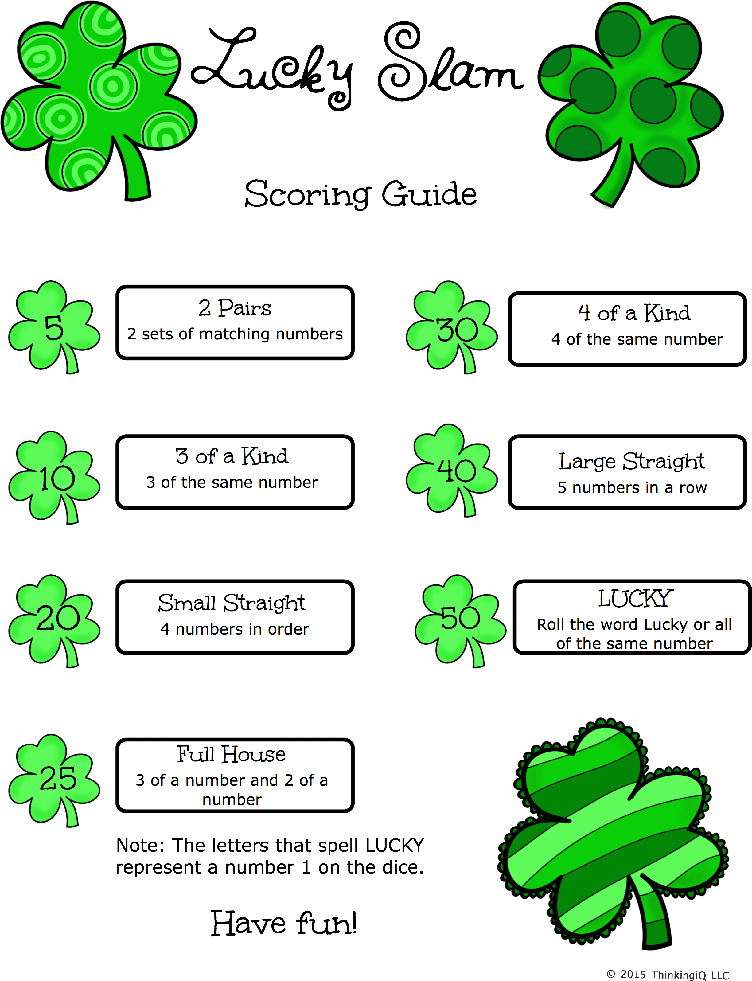 More Fun St - St Patricks Day Dice Game (2550x3300), Png Download