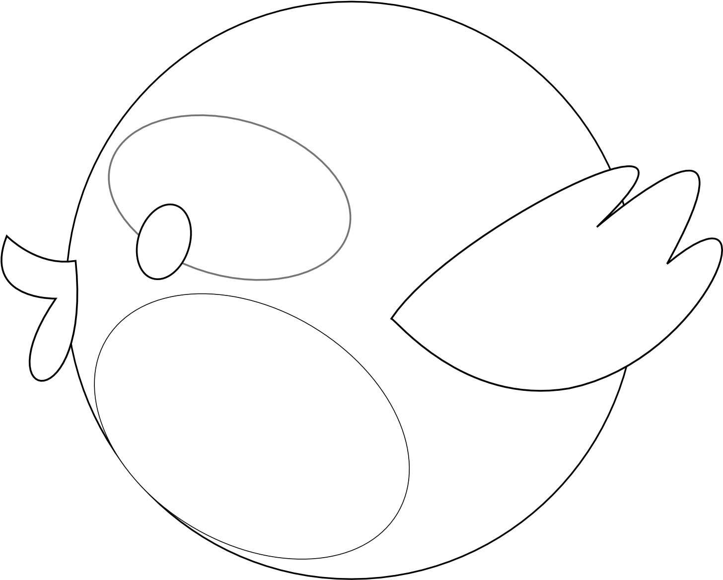 Twitter Bird 47 Black White Line Art Christmas Xmas - Clip Art (1979x1274), Png Download