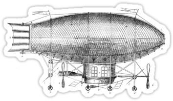 French Steampunk Hot Air Balloon By Pixelchicken - Anonymous - Navire Aerien Blimp (375x360), Png Download