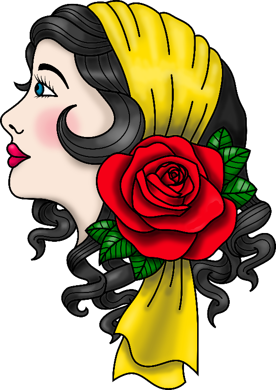 Gypsy Traditional Tattoo Gifts By Cm - Roses Transparent Png Tattoo (567x800), Png Download