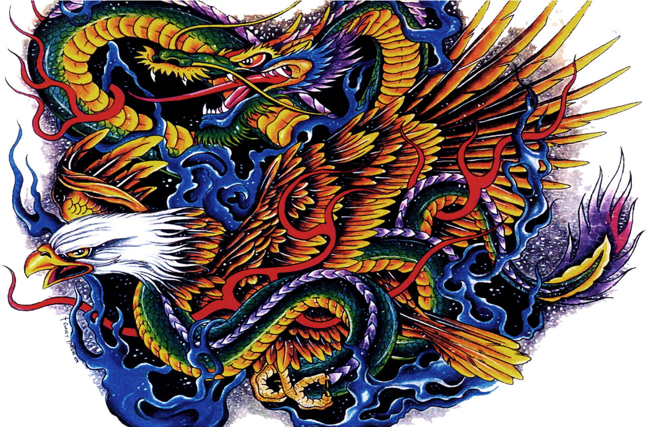Tattoo Png Images Transparent Free Download Pngmartcom - Dragon Tattoo Color Transparent (1368x855), Png Download