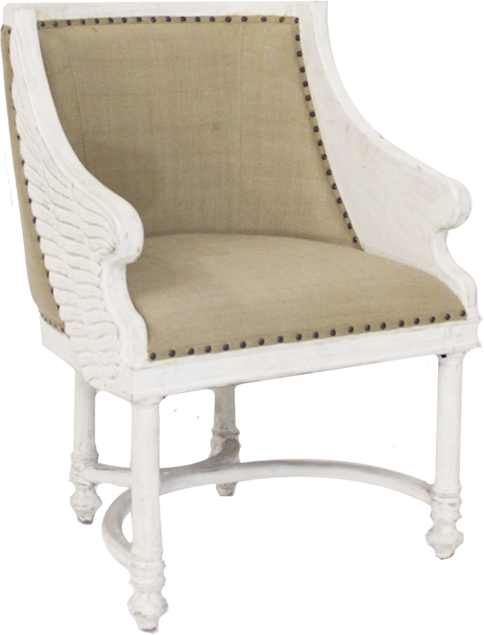 Pegaus Burlap Wing Chair (686x900), Png Download