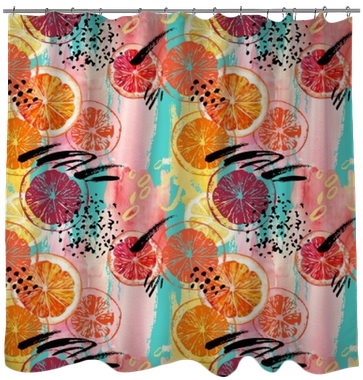 Watercolor Orange, Lemon, Grapefruit Seamless Pattern - Window Valance (400x400), Png Download