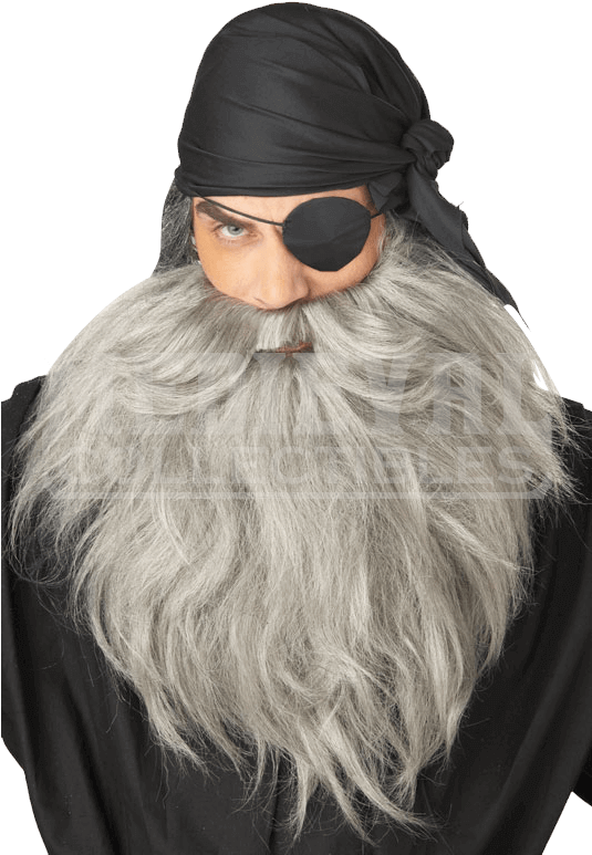 Gray Pirate Beard And Moustache - Adult Pirate Costume Beard And Moustache Set (775x775), Png Download