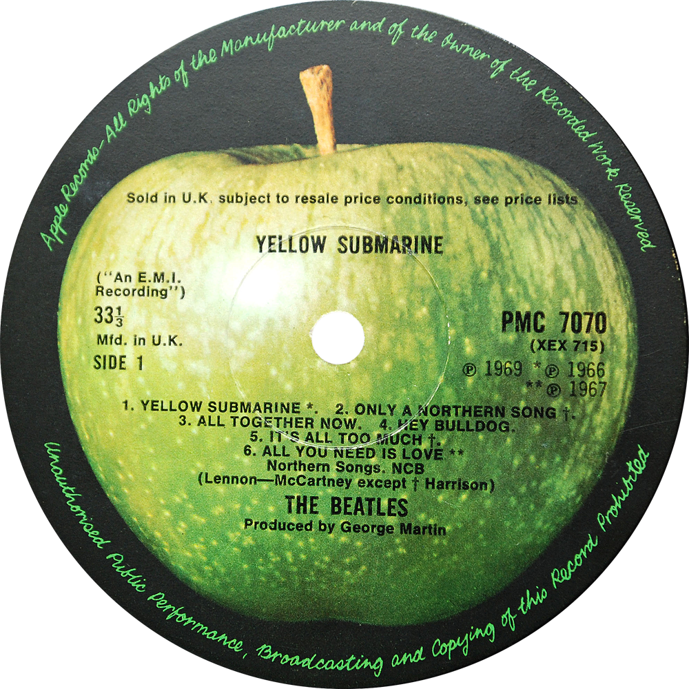 Pmc7070 Yellow Submarine Label - Beatles Yellow Submarine Label (1000x1000), Png Download