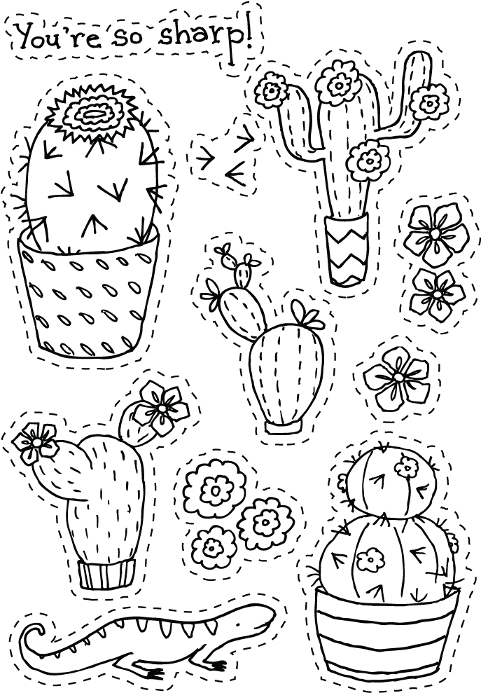 Cacti Cacti - Line Art (1000x1000), Png Download
