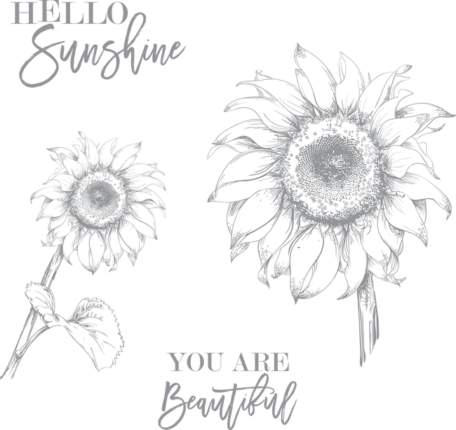 Hello Sunflower Stamp Set - Sunflower Drawing (650x614), Png Download