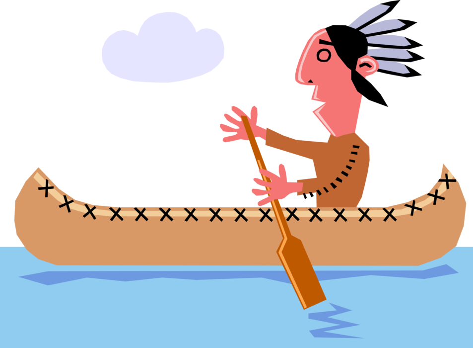 Jpg Transparent Download Paddles Birch Bark Vector - Indian Canoeing Clipart (953x700), Png Download