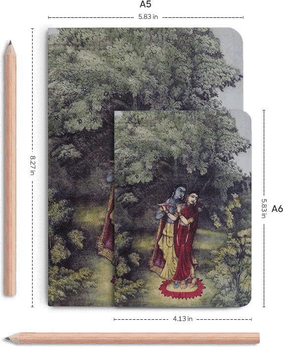 Dailyobjects Indian Mythology Krishna Radha A5 Notebook - Painting (600x700), Png Download