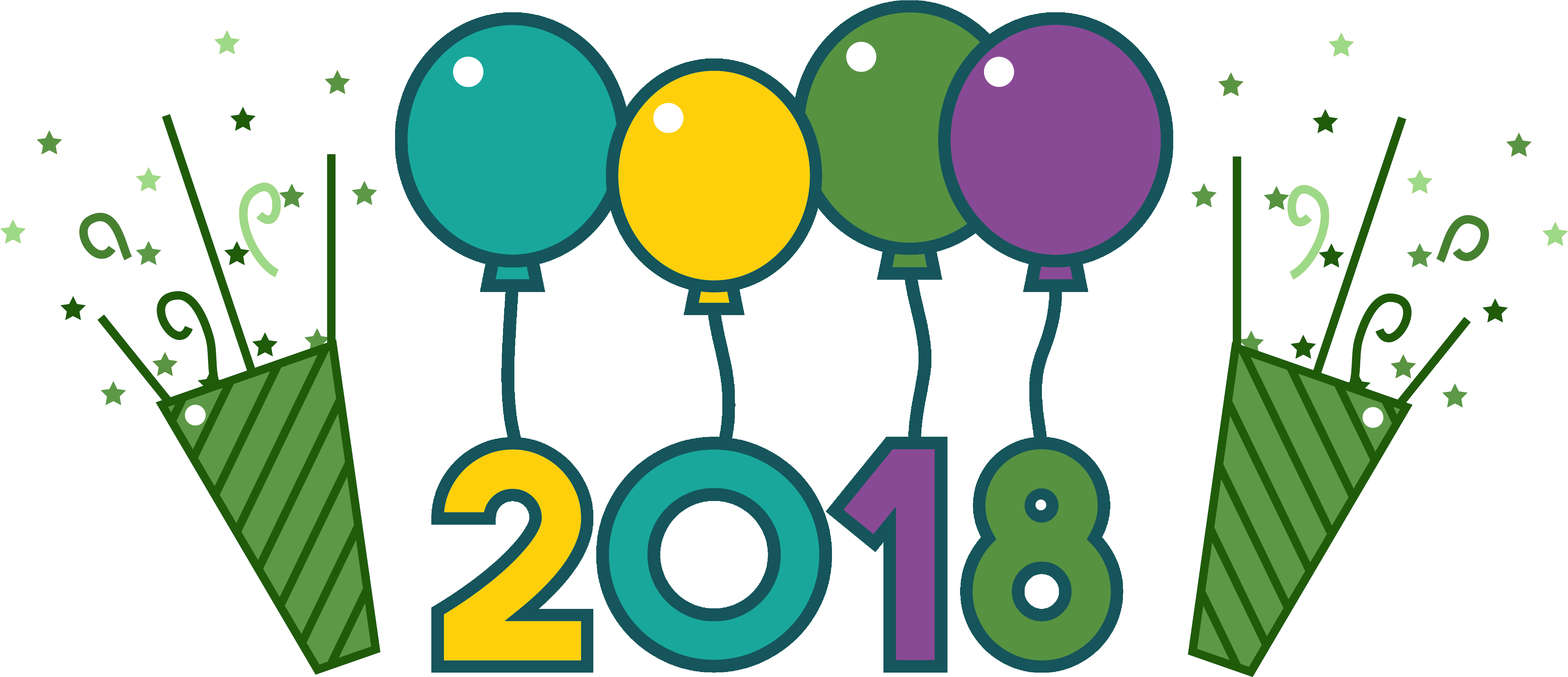 Happy New Year 2018-02 (5833x2717), Png Download