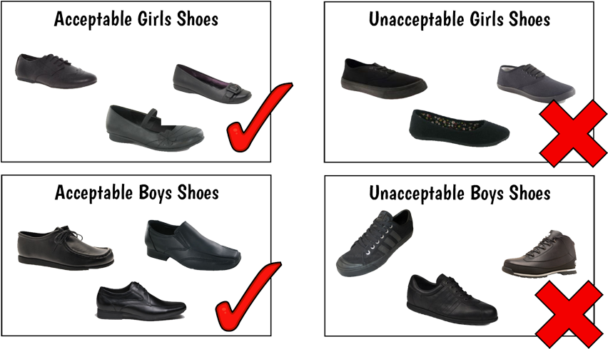Boots And Trainer Style Shoes Are Unacceptable, As - Outdoor Shoe (866x498), Png Download