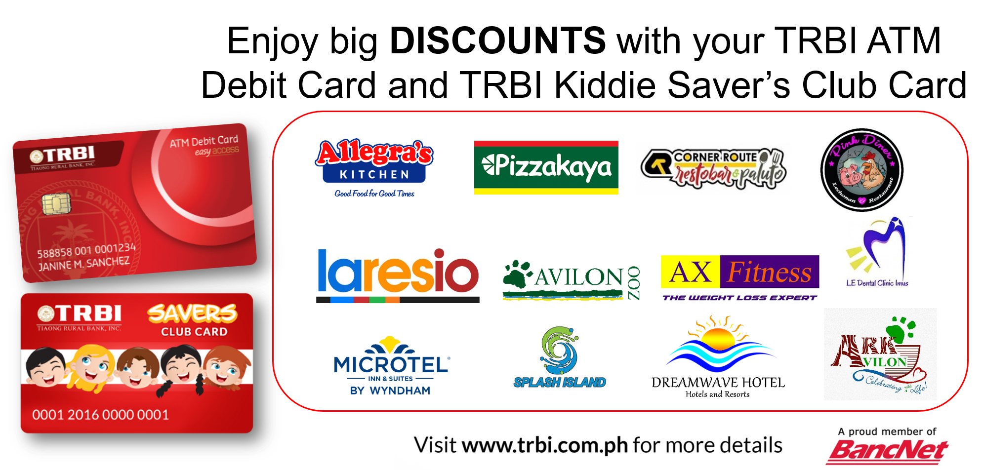 Trbi Atm Debit Card Perks And Discounts - Microtel (2013x951), Png Download