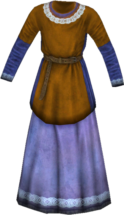 Girl's Yellow Dress - Skyrim Child Dress (500x725), Png Download