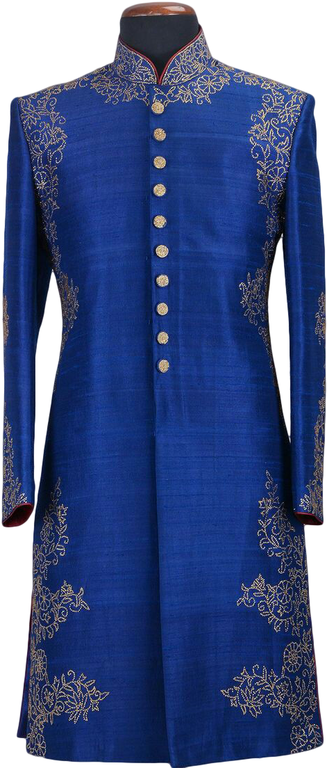 Sherwani - Royal Blue Groom Sherwani (736x1104), Png Download