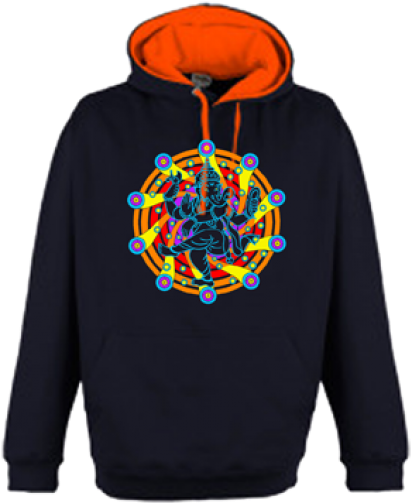 "glow " Navy & Neon Orange - Green And Purple Hoodie (600x600), Png Download