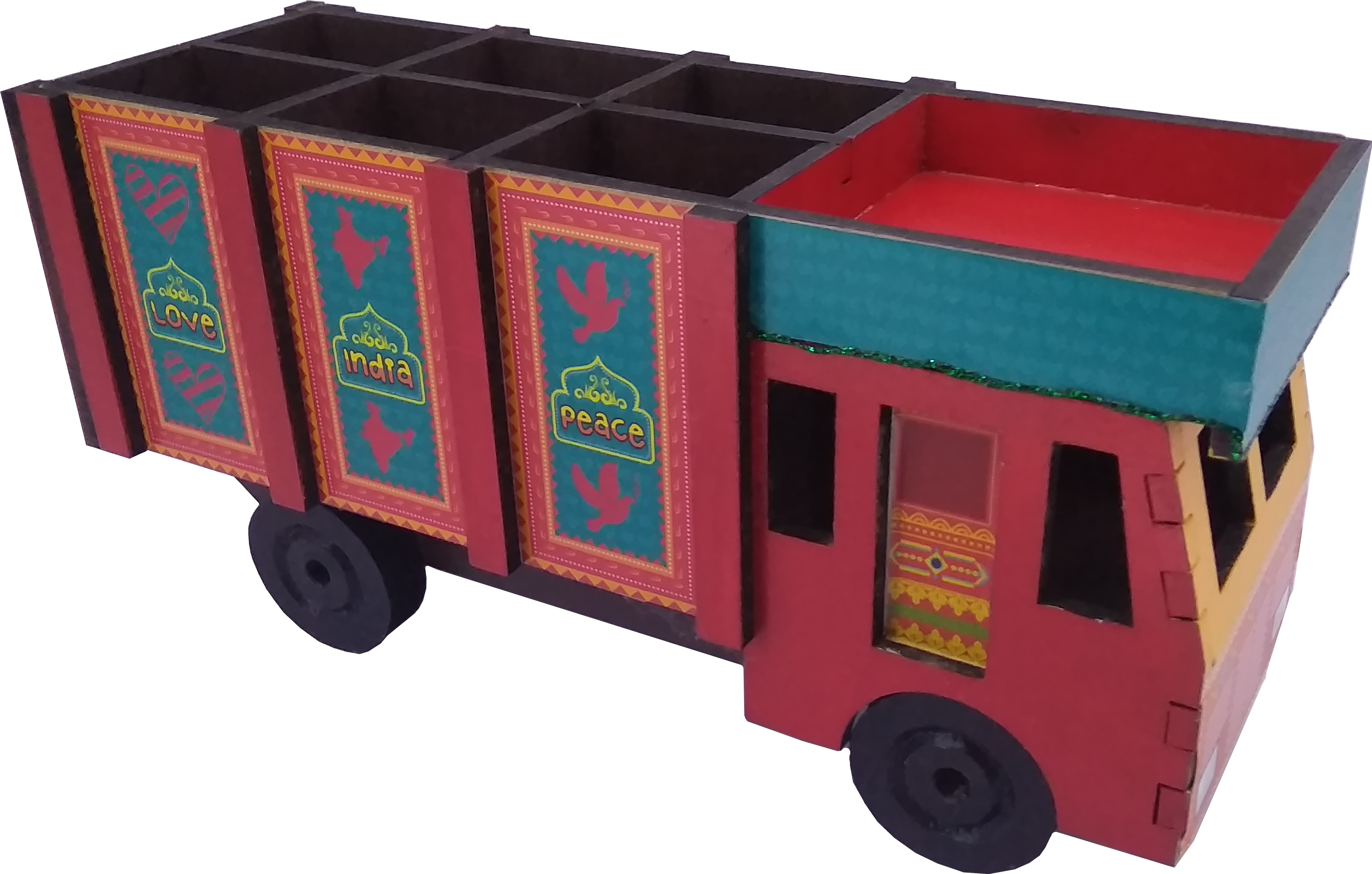 Indian Truck - Stationery Holder - Toy Vehicle (3020x1923), Png Download