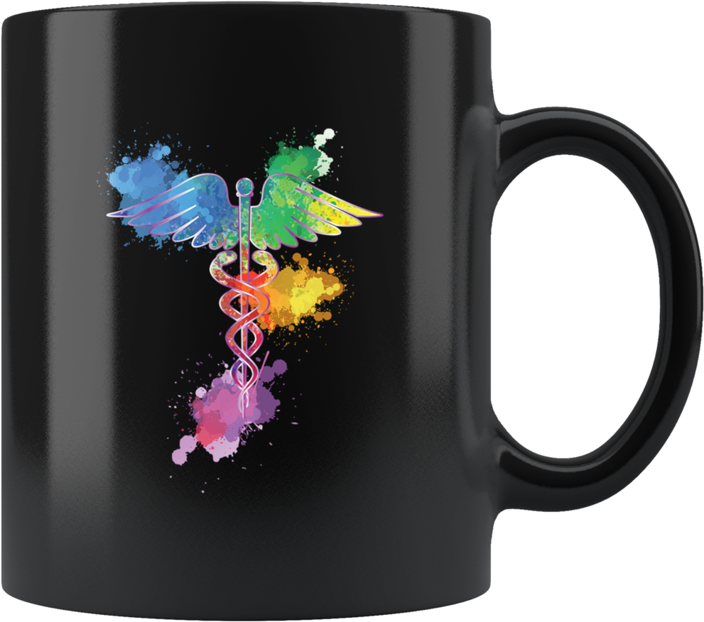 Colorful Watercolor Caduceus Medical Symbol Nurse Doctor - Mug (1024x1024), Png Download