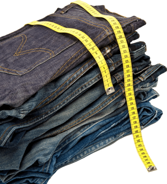 Denim Jeans With Tape Measure - Thread (571x631), Png Download