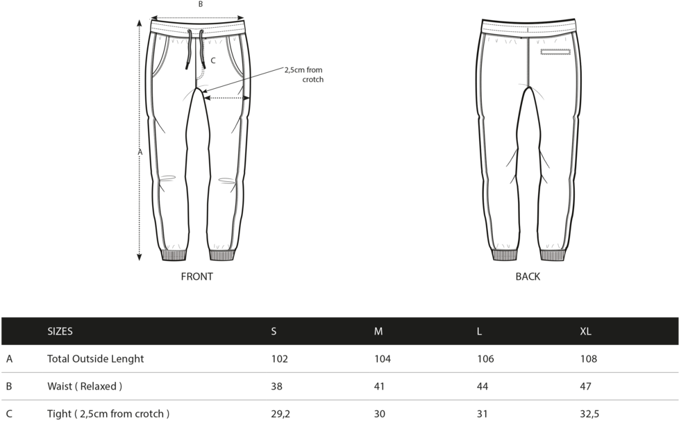 Sizechart Hangten Icon Pant (1000x640), Png Download