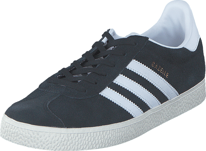 Adidas Originals Gazelle J Core Black/ftwr White/gold - Skate Shoe (705x516), Png Download