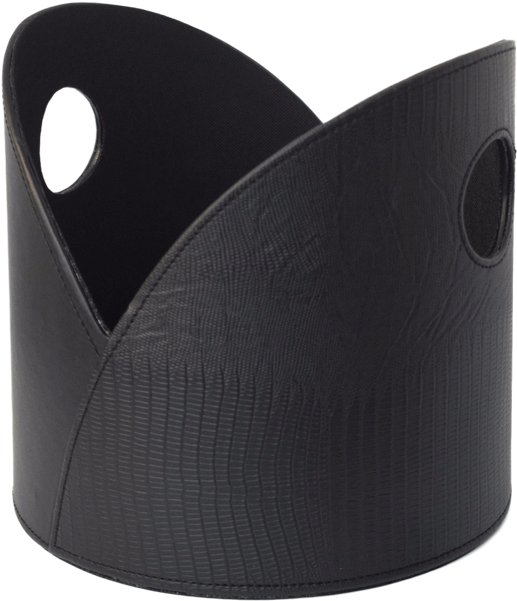 Black Leather Basket - Wood (600x600), Png Download