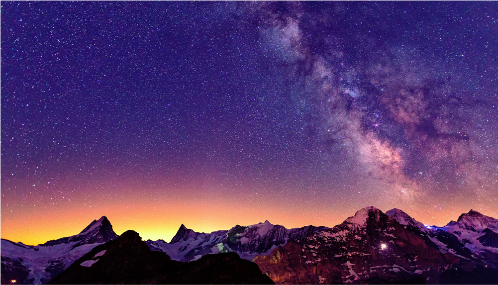 Switzerland Mountains At Night (1000x1000), Png Download