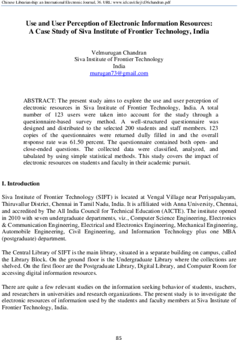Use And User Perception Of Electronic Information Resources - Working Capital Management In Construction Journal (600x776), Png Download