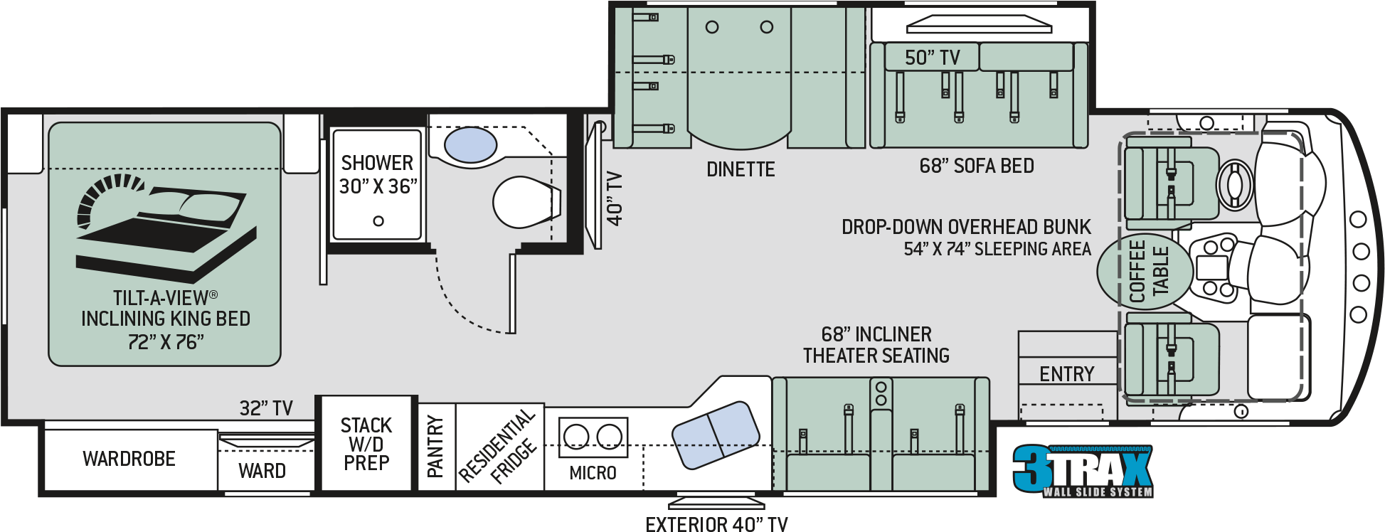 2019 Challenger 35mq Floor Plan - Diagram (2802x800), Png Download