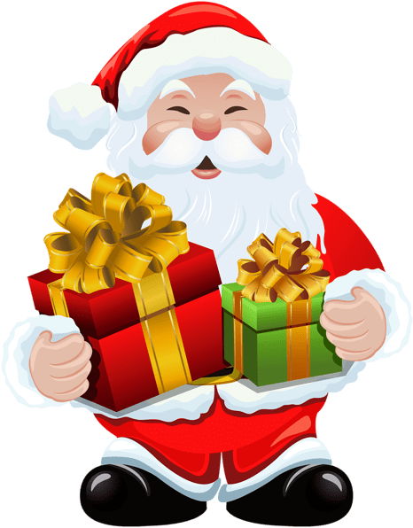 Snata Claus With Gift Clipart - Santa Claus With Gifts Png (500x650), Png Download