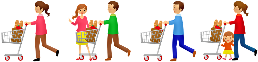 Grocery Shopping, Grocery Cart - Shopping Cart (1044x340), Png Download