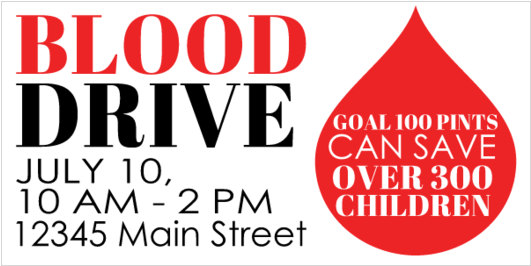 Blood Drive Vinyl Banner With 100 Pints Can Save 300 - Blood Drive Banner (560x560), Png Download