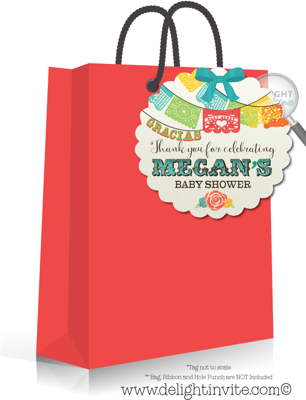 Mexican Fiesta Baby Shower Favor Tags - Birthday Party Paint Party Favor Bags (613x822), Png Download
