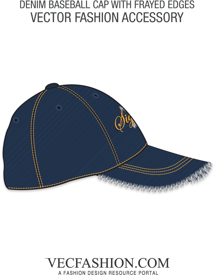 Denim Baseball Cap With Frayed Edges - Baseball Cap (1000x1000), Png Download