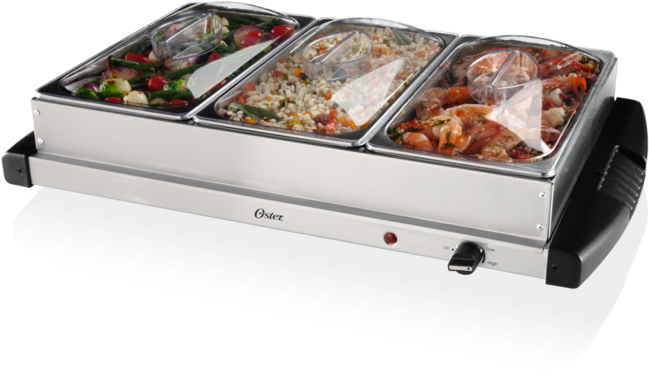 Oster Buffet Server, Triple Tray, 2-1//2 Quart, Stainless - Tray (1000x656), Png Download