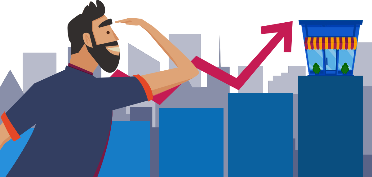 Man Looking At Seo Soaring - Illustration (1200x571), Png Download