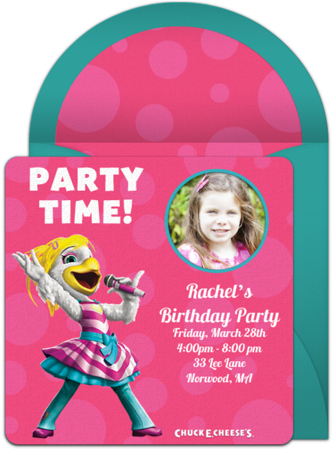 Customizable, Free Chuck E - Chuck E Cheese Invitations For Girls (650x650), Png Download