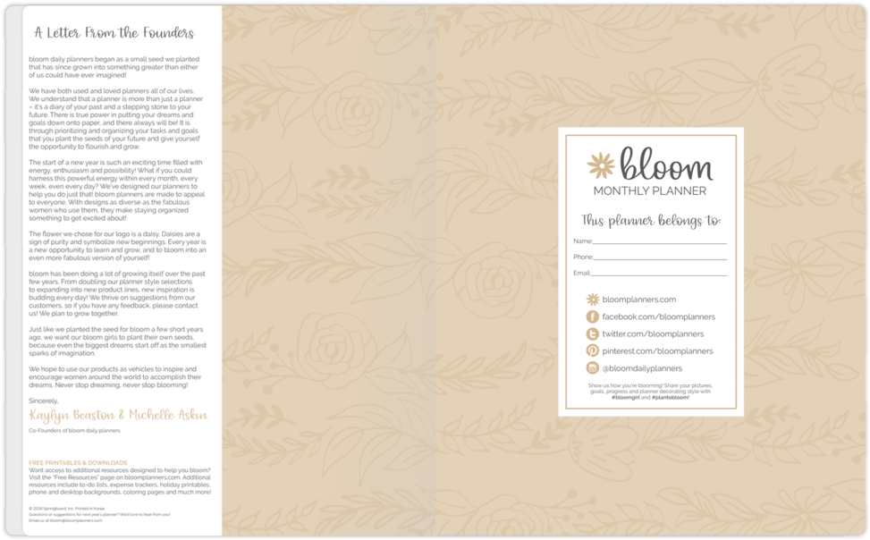 2019 Monthly Planner & Calendar, Marble - Brochure (1024x655), Png Download